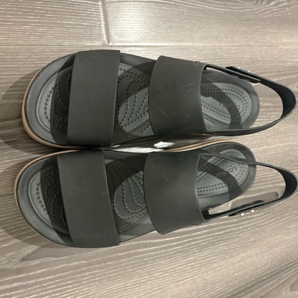 CROCS Black Dual Band Slingback Sandals